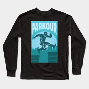 Parkour Freerunner Sunset Retro Themed Gift Long Sleeve T-Shirt